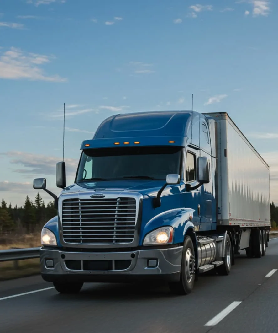 Vue aérienne d'un camion sur l'autoroute